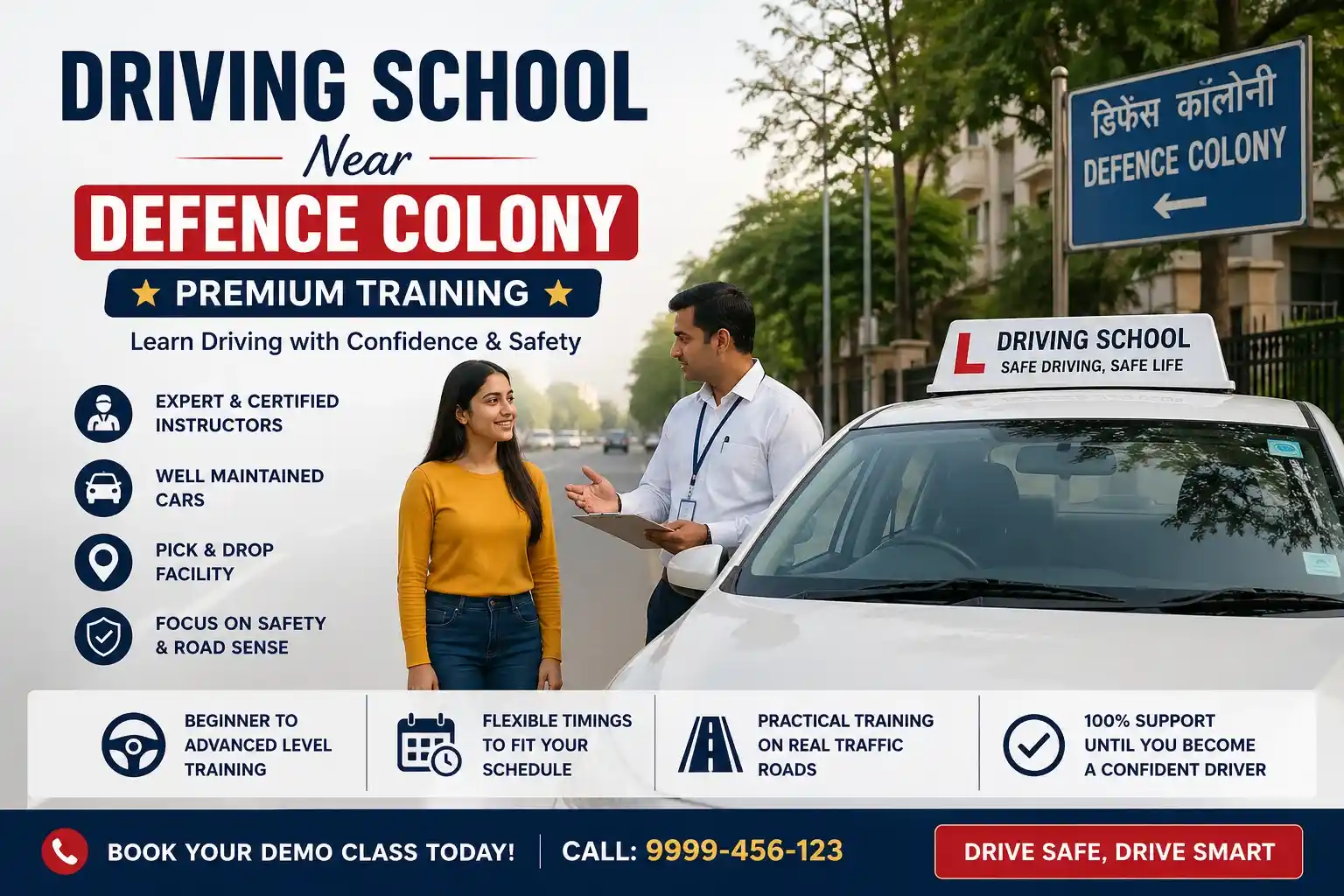 driving school near Defence Colony