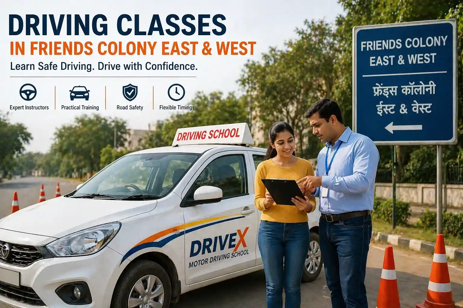 driving classes in Friends Colony East & West