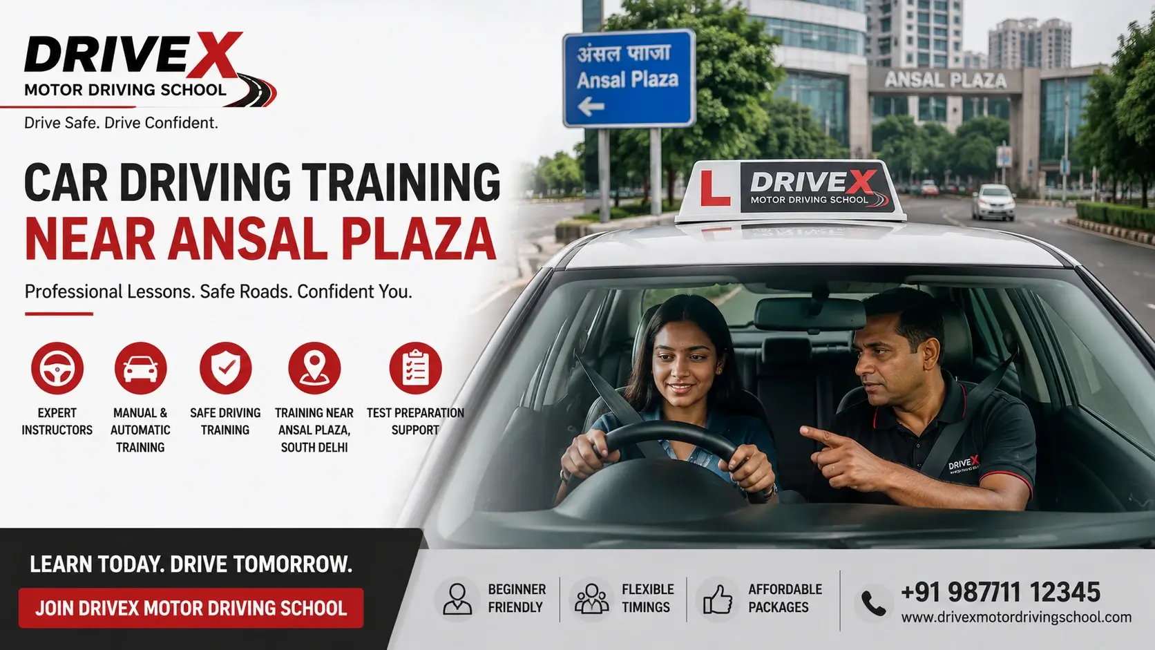 Car driving training near Ansal Plaza